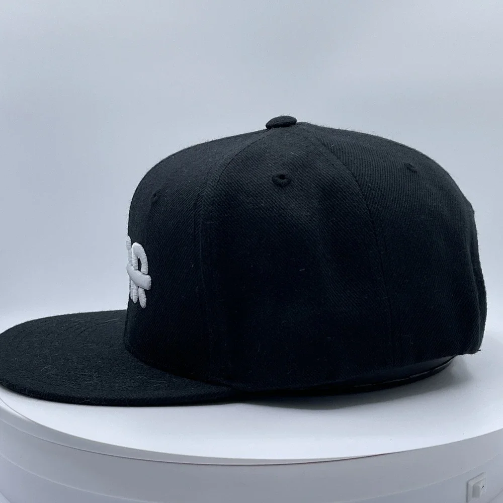 Black FEAR Embroidered Snapback Hat Flat Brim Adjustable Cap Streetwear Style